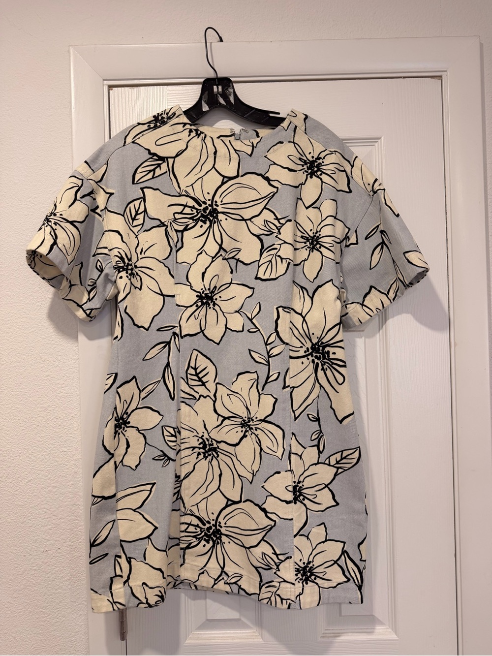 Short-Sleeve Denim Mini Dress